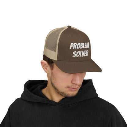 Problem Solver Snapback Trucker Hat – Brown / Khaki Hats for apparel (32 view)