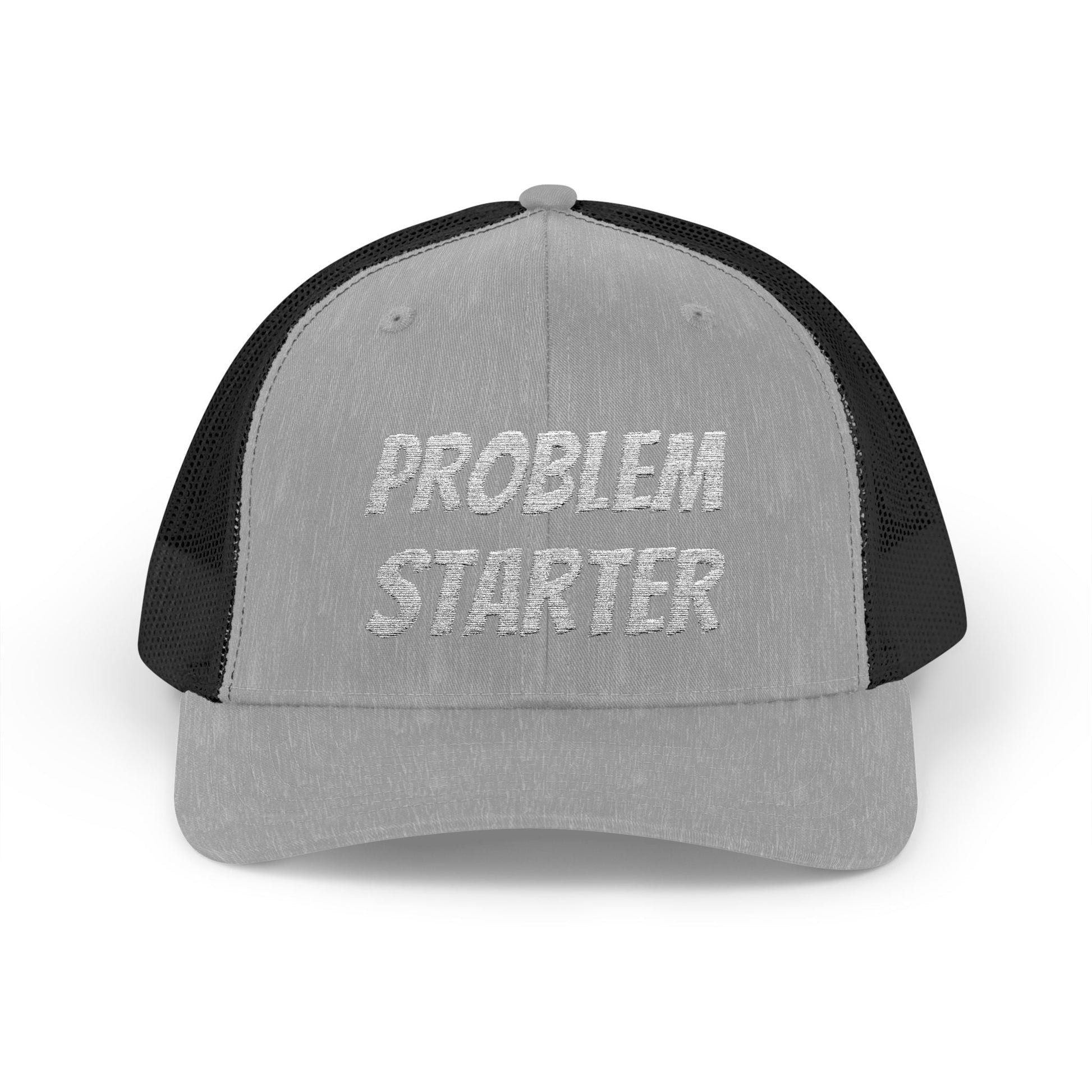 Problem Starter Snapback Trucker Hat – Heather Grey / Black Hats for apparel (16 view)