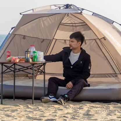 Quick - Set Pop - Up Tent – UV - Resistant 3 - 4 Person Shelter for Beach, Picnic & Fishing | Outdoor Gear – Silver Coated Black Camping Gear for beach shelter (4 view)