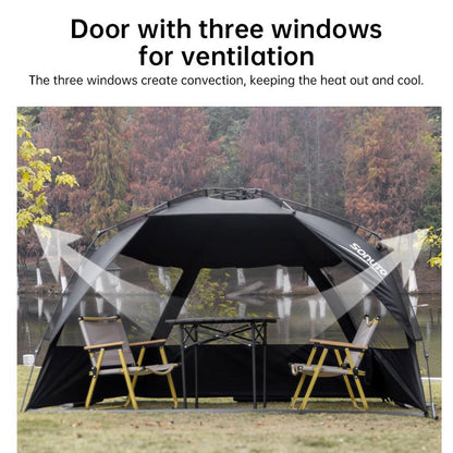 Quick - Set Pop - Up Tent – UV - Resistant 3 - 4 Person Shelter for Beach, Picnic & Fishing | Outdoor Gear – Silver Coated Black Camping Gear for beach shelter (5 view)