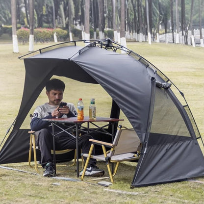 Quick - Set Pop - Up Tent – UV - Resistant 3 - 4 Person Shelter for Beach, Picnic & Fishing | Outdoor Gear – Silver Coated Black Camping Gear for beach shelter (3 view)