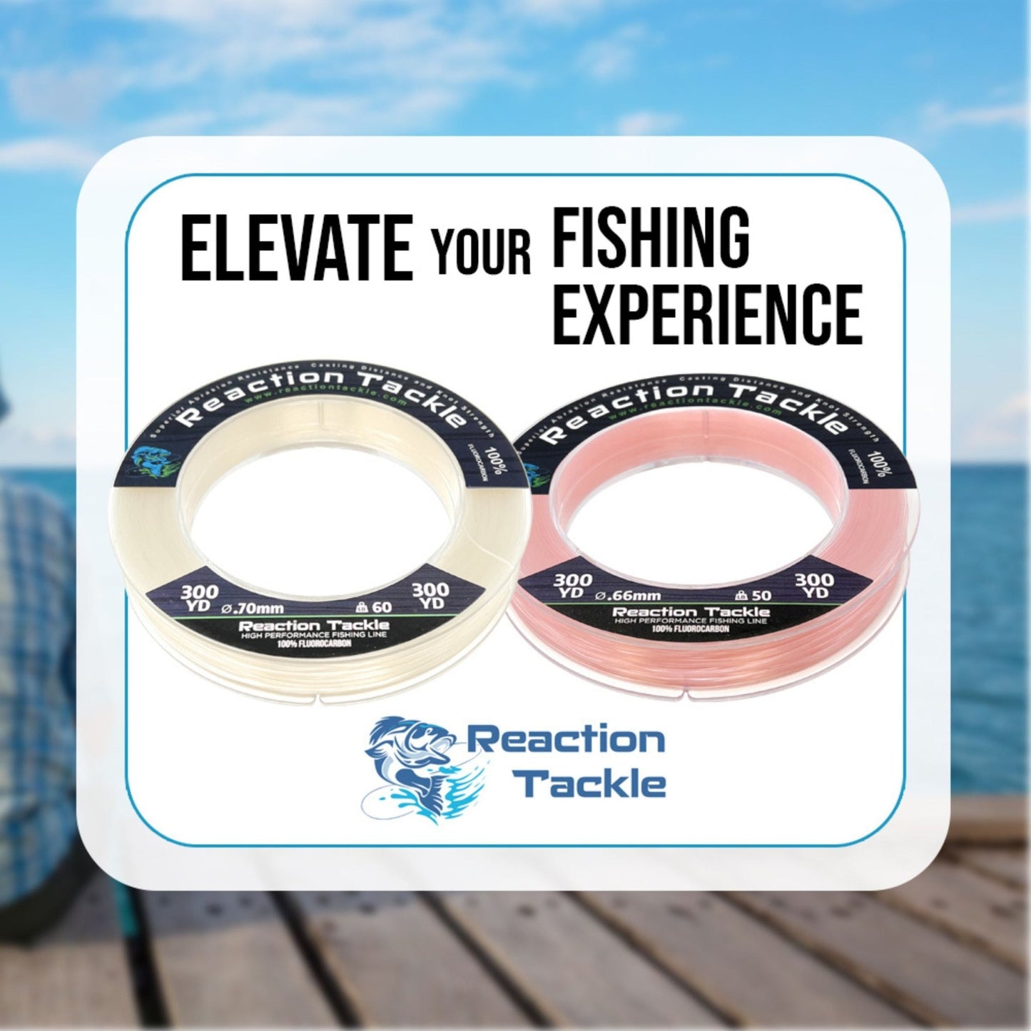 Reaction Tackle 100% Pure Fluorocarbon Fishing Line – Clear Fluorocarbon Fishing Line for fishing (11 view)