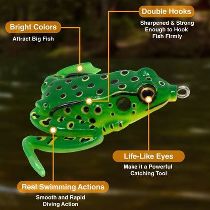 Reaction Tackle 2.25" Hollow Body Frogs with Swimming Legs (2 - Pack) – Swamp Frog 25 for fishing (23 view)