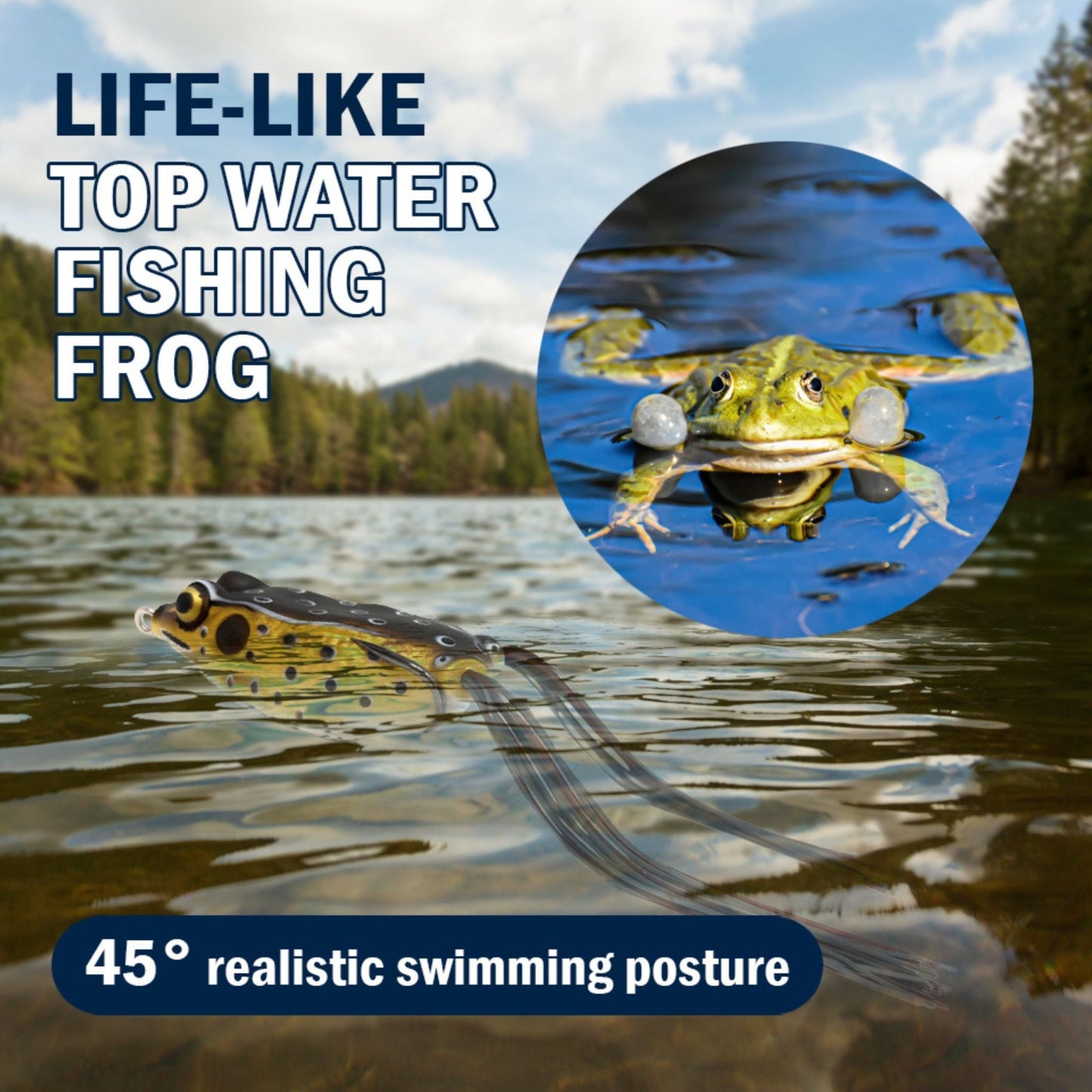 Reaction Tackle 2.5" Hollow Body Frogs / 2 - Pack – Blackout Frog 28 for fishing (3 view)