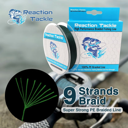 Reaction Tackle 9 Strand Braided Fishing Line – Moss Green Braided Fishing Line for fishing (2 view)
