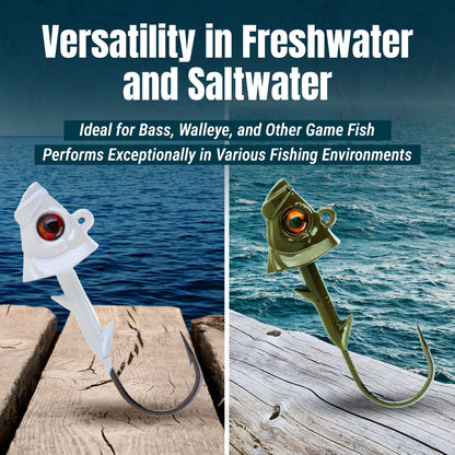 Reaction Tackle 97% Pure Tungsten Swimbait Jig with Realistic Fish Head - 5 - PACK - New – 1/4 oz (3/0 Hook) for fishing (5 view)