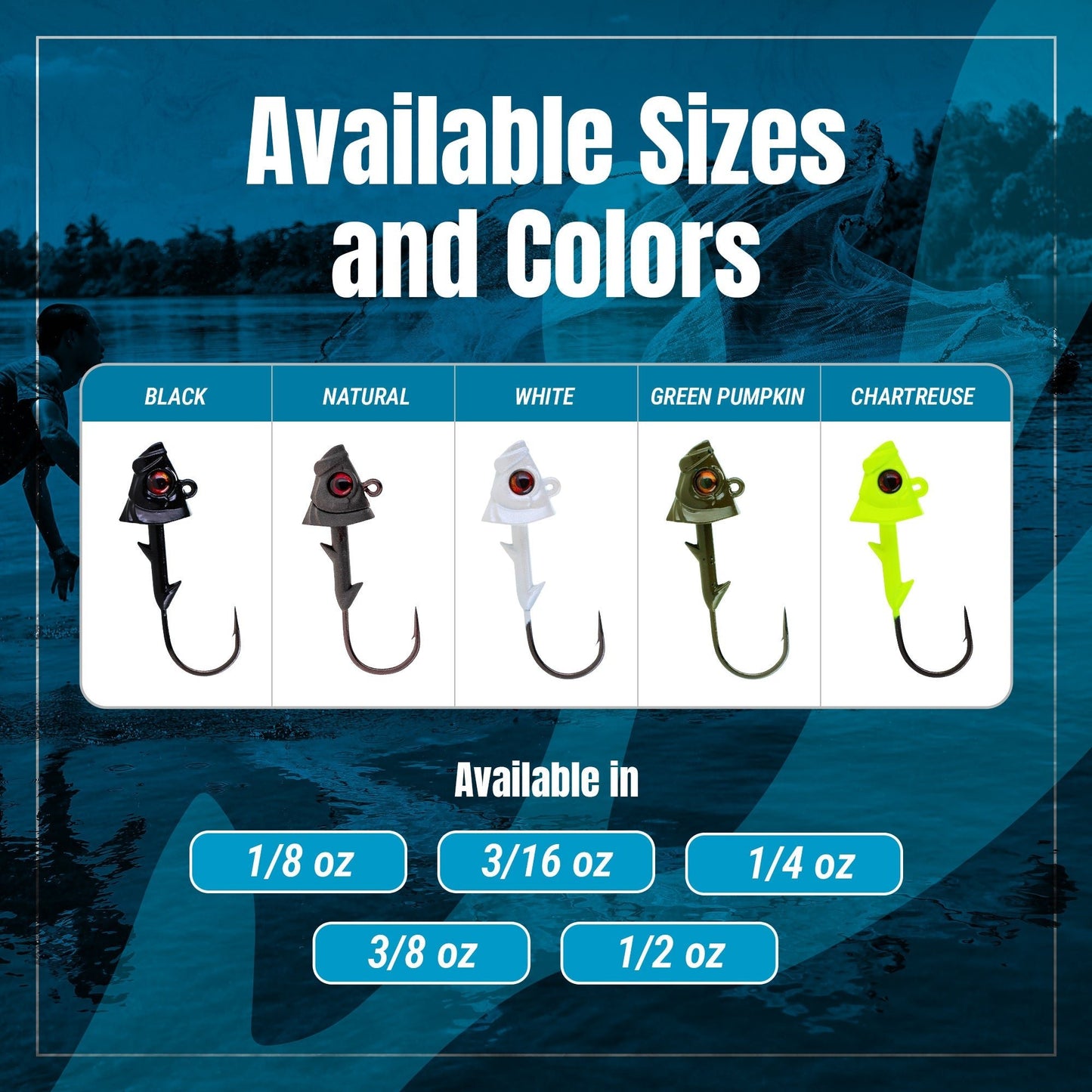 Reaction Tackle 97% Pure Tungsten Swimbait Jig with Realistic Fish Head - 5 - PACK - New – 1/4 oz (3/0 Hook) for fishing (7 view)