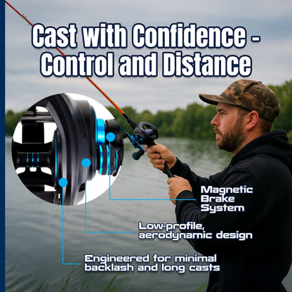 Reaction Tackle Baitcasting Fishing Reel – ProSpin Edition - 6.8:1 Gear Ratio - NEW – Right Handed for fishing (5 view)