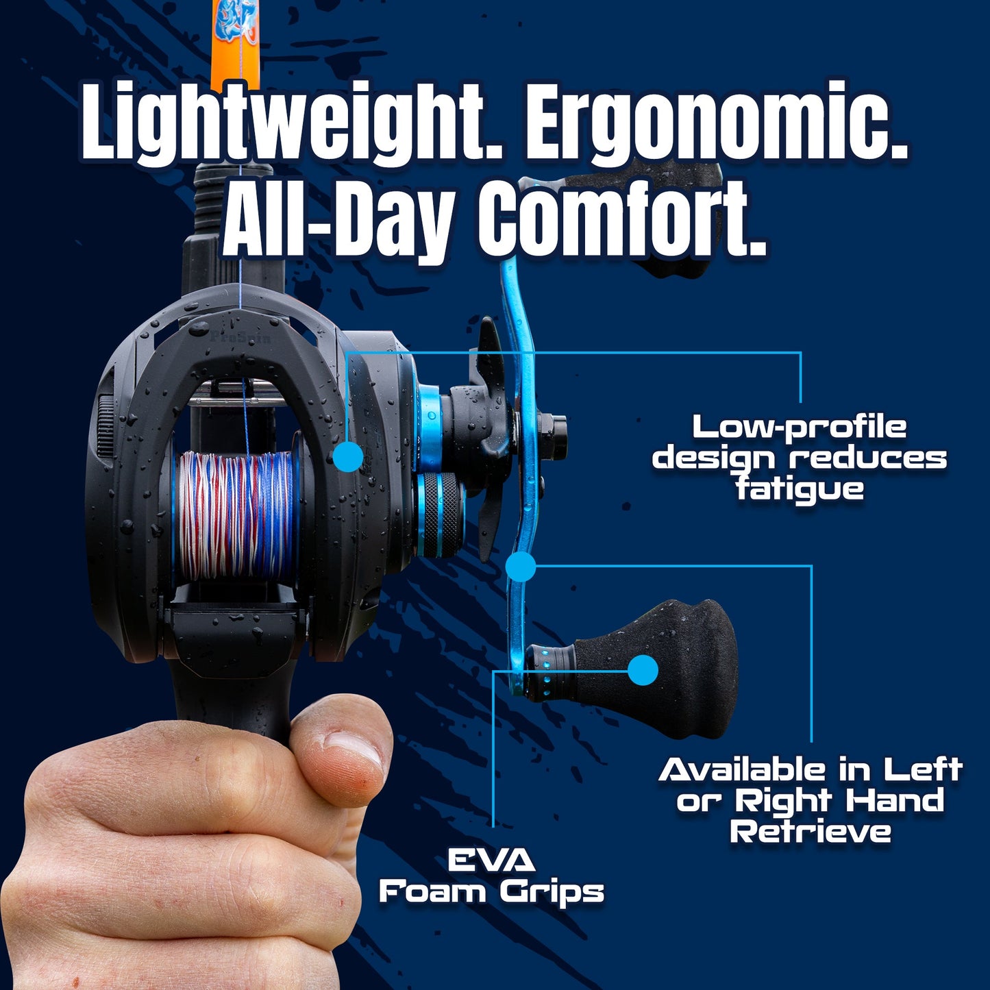 Reaction Tackle Baitcasting Fishing Reel – ProSpin Edition - 6.8:1 Gear Ratio - NEW – Right Handed for fishing (9 view)