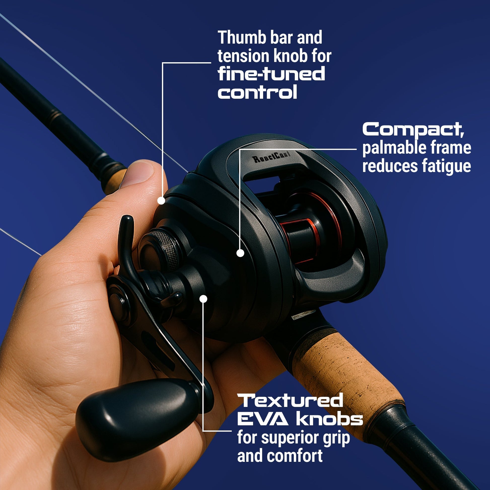 Reaction Tackle Baitcasting Fishing Reel – ReactCast Edition - High - Speed 7.3:1 Gear Ratio - NEW – Right Handed for fishing (6 view)