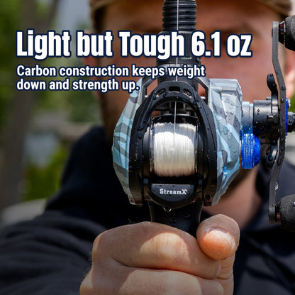 Reaction Tackle Baitcasting Fishing Reel - StreamX Edition - 7.5:1 gear ratio - NEW – Right Handed for Baitcasting Reel (6 view)