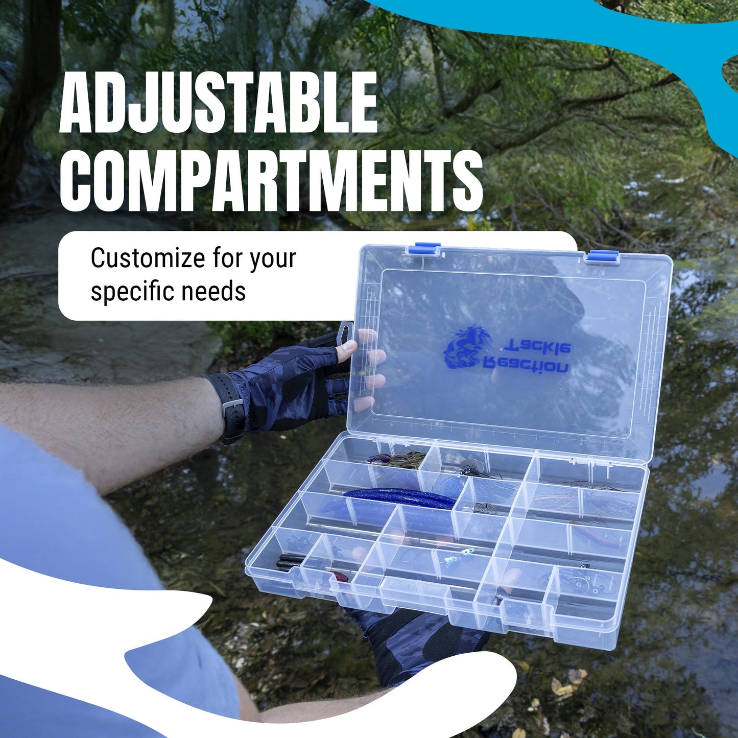 Reaction Tackle Basic Tackle Tray - Affordable, Lightweight Design with 2 Secure Clips – 3600 4 - Pack for fishing (3 view)