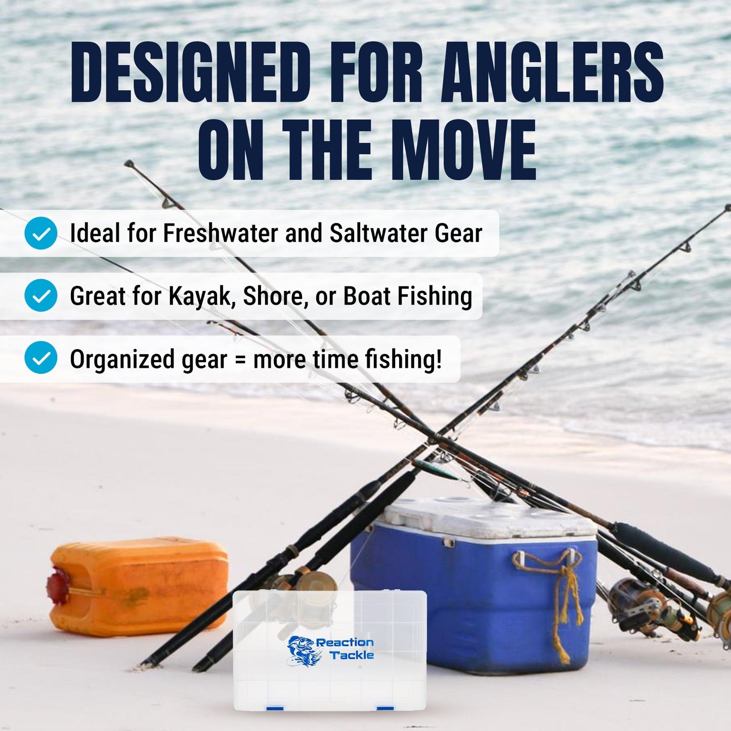 Reaction Tackle Basic Tackle Tray - Affordable, Lightweight Design with 2 Secure Clips – 3600 4 - Pack for fishing (5 view)