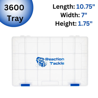 Reaction Tackle Basic Tackle Tray - Affordable, Lightweight Design with 2 Secure Clips – 3600 4 - Pack for fishing (7 view)