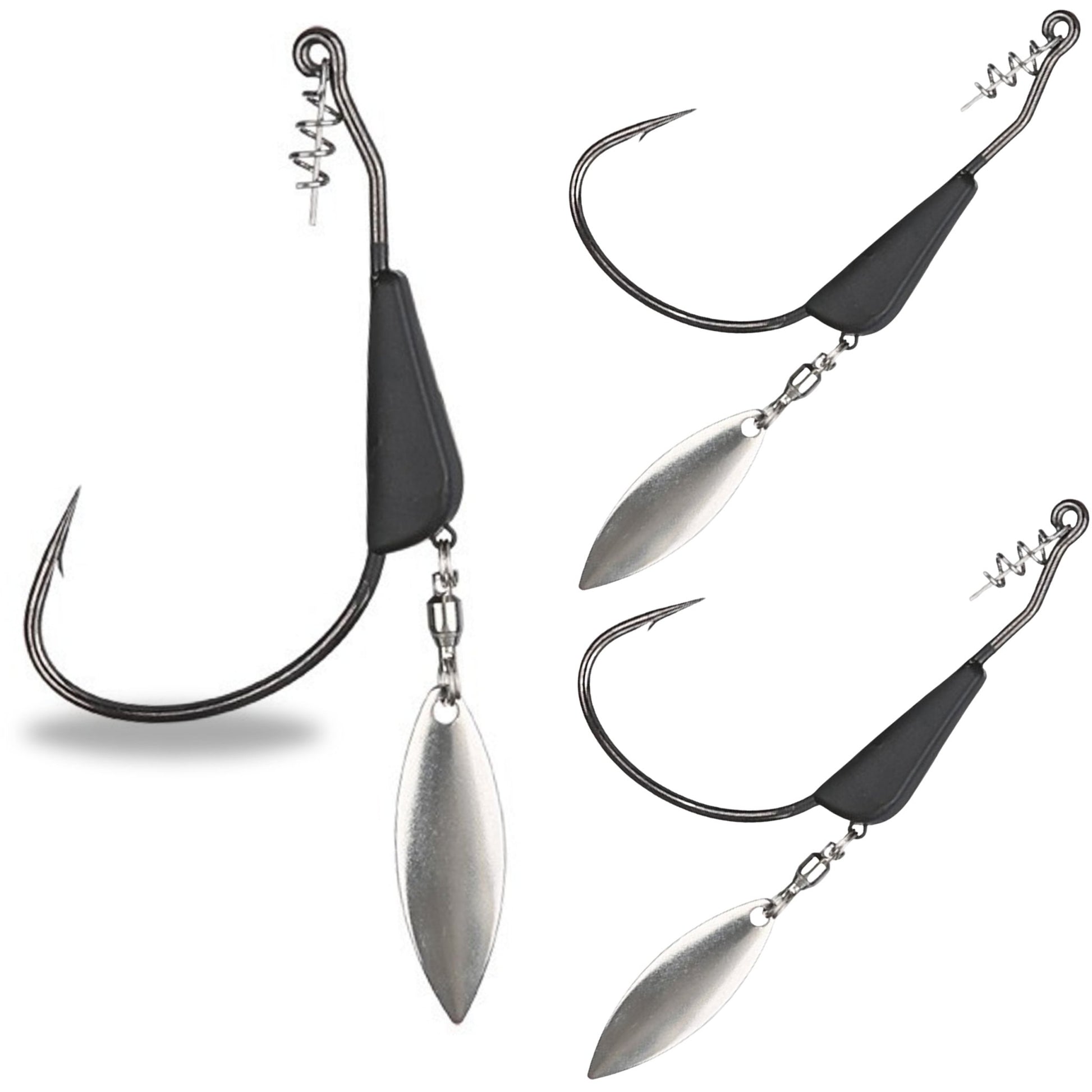 Reaction Tackle Bladed/Tungsten Weighted Swimbait Hooks - 3 - Pack – 1/8oz - 3/0 hook fishing - hooks for fishing (1 view)