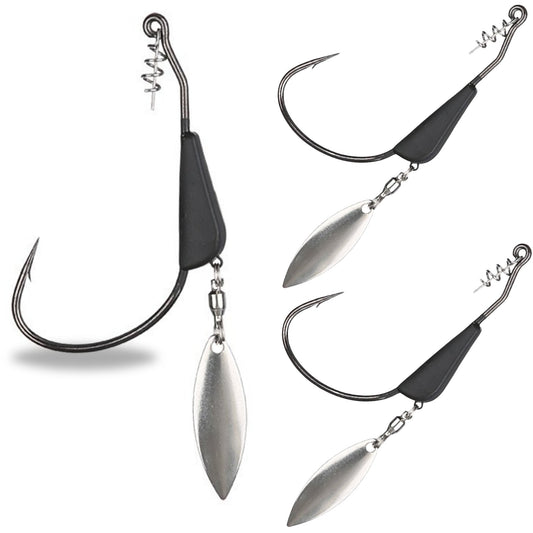 Reaction Tackle Bladed/Tungsten Weighted Swimbait Hooks - 3 - Pack – 1/8oz - 3/0 hook fishing - hooks for fishing (1 view)