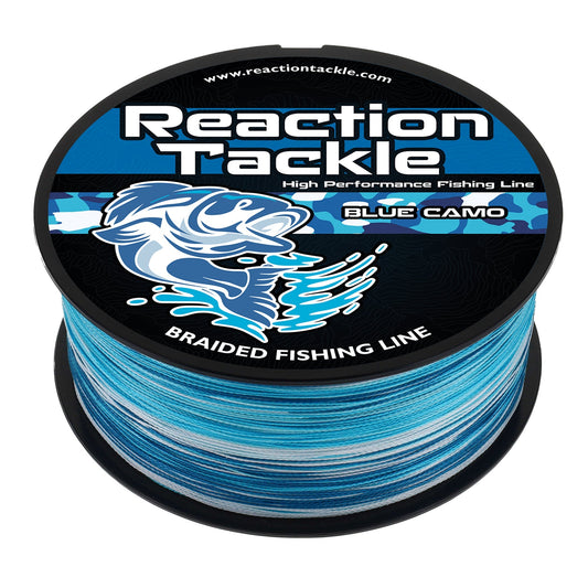 Reaction Tackle Braided Fishing Line - Blue Camo – 6lb Braided Fishing Line for fishing (1 view)
