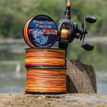 Reaction Tackle Braided Fishing Line - Fire Camo - NEW – 6lb Braided Fishing Line for fishing (4 view)