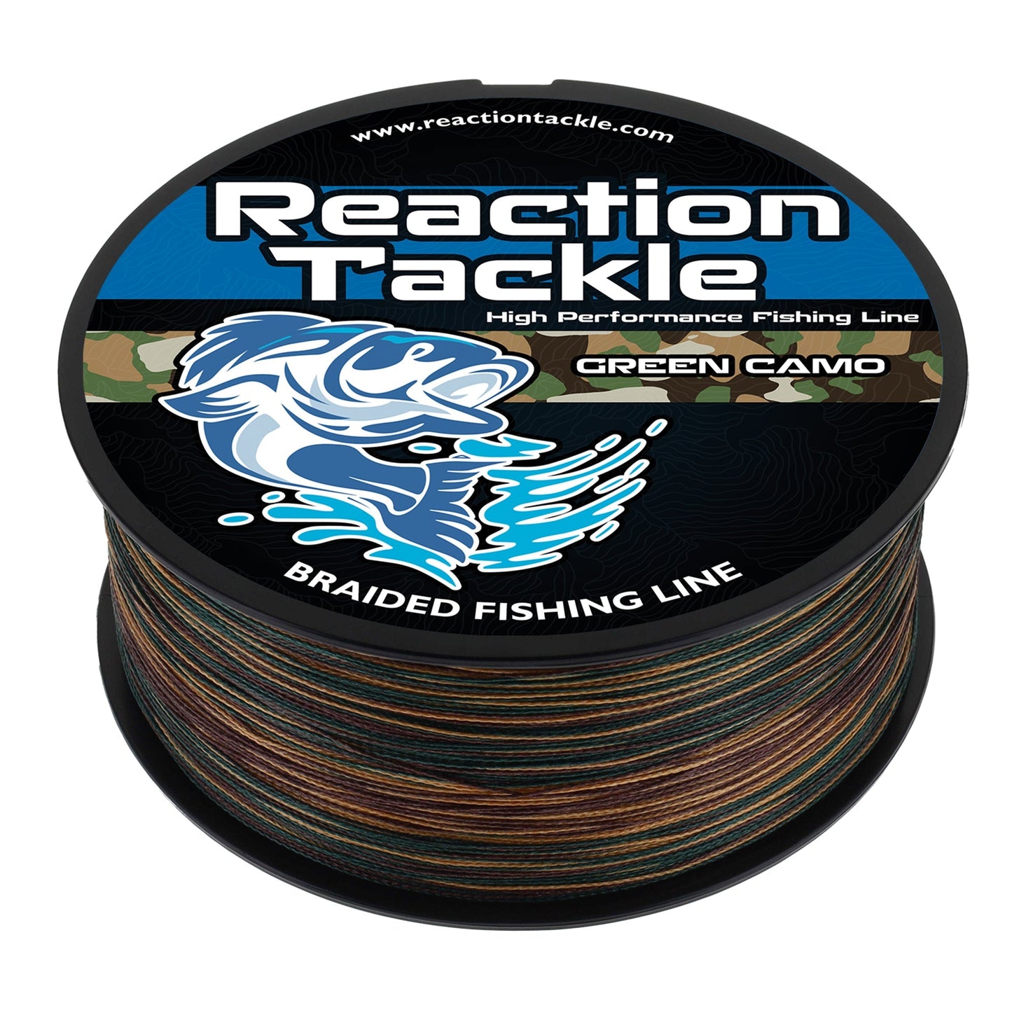 Reaction Tackle Braided Fishing Line - Green Camo – 6lb Braided Fishing Line for fishing (1 view)