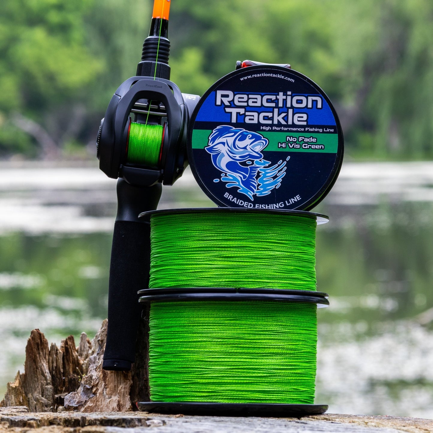 Reaction Tackle Braided Fishing Line - NO FADE Hi Vis Green - NEW – 6lb Braided Fishing Line for fishing (5 view)