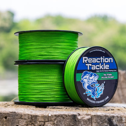 Reaction Tackle Braided Fishing Line - NO FADE Hi Vis Green - NEW – 6lb Braided Fishing Line for fishing (4 view)