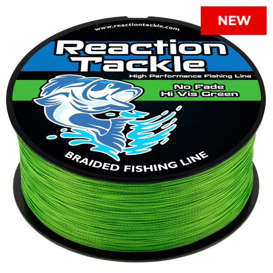 Reaction Tackle Braided Fishing Line - NO FADE Hi Vis Green - NEW – 6lb Braided Fishing Line for fishing (1 view)