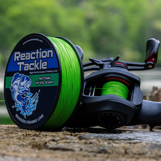 Reaction Tackle Braided Fishing Line - NO FADE Hi Vis Green - NEW – 6lb Braided Fishing Line for fishing (2 view)