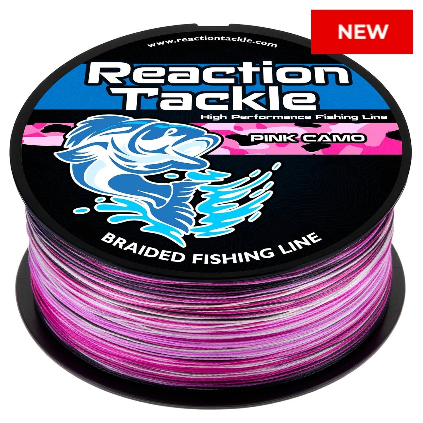 Reaction Tackle Braided Fishing Line - Pink Camo - NEW – 6lb Braided Fishing Line for fishing (1 view)