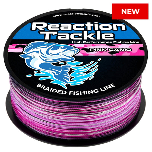Reaction Tackle Braided Fishing Line - Pink Camo - NEW – 6lb Braided Fishing Line for fishing (1 view)
