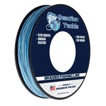 Reaction Tackle BRAIDED IN THE USA Fishing Line - 4X - NEW – X4 BLUE CAMO for fishing (12 view)