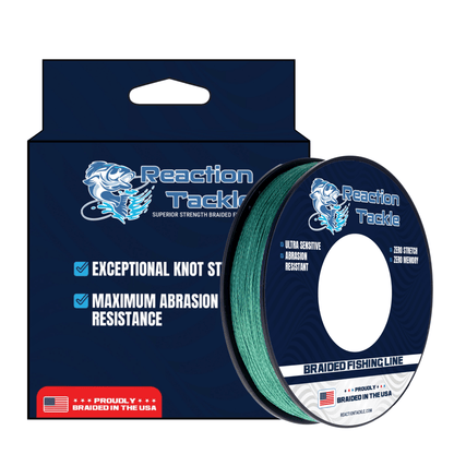 Reaction Tackle BRAIDED IN THE USA Fishing Line - 4X - NEW – X4 BLUE CAMO for fishing (13 view)