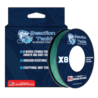 Reaction Tackle BRAIDED IN THE USA Fishing Line - 8X - NEW – X8 BLUE CAMO for fishing (7 view)