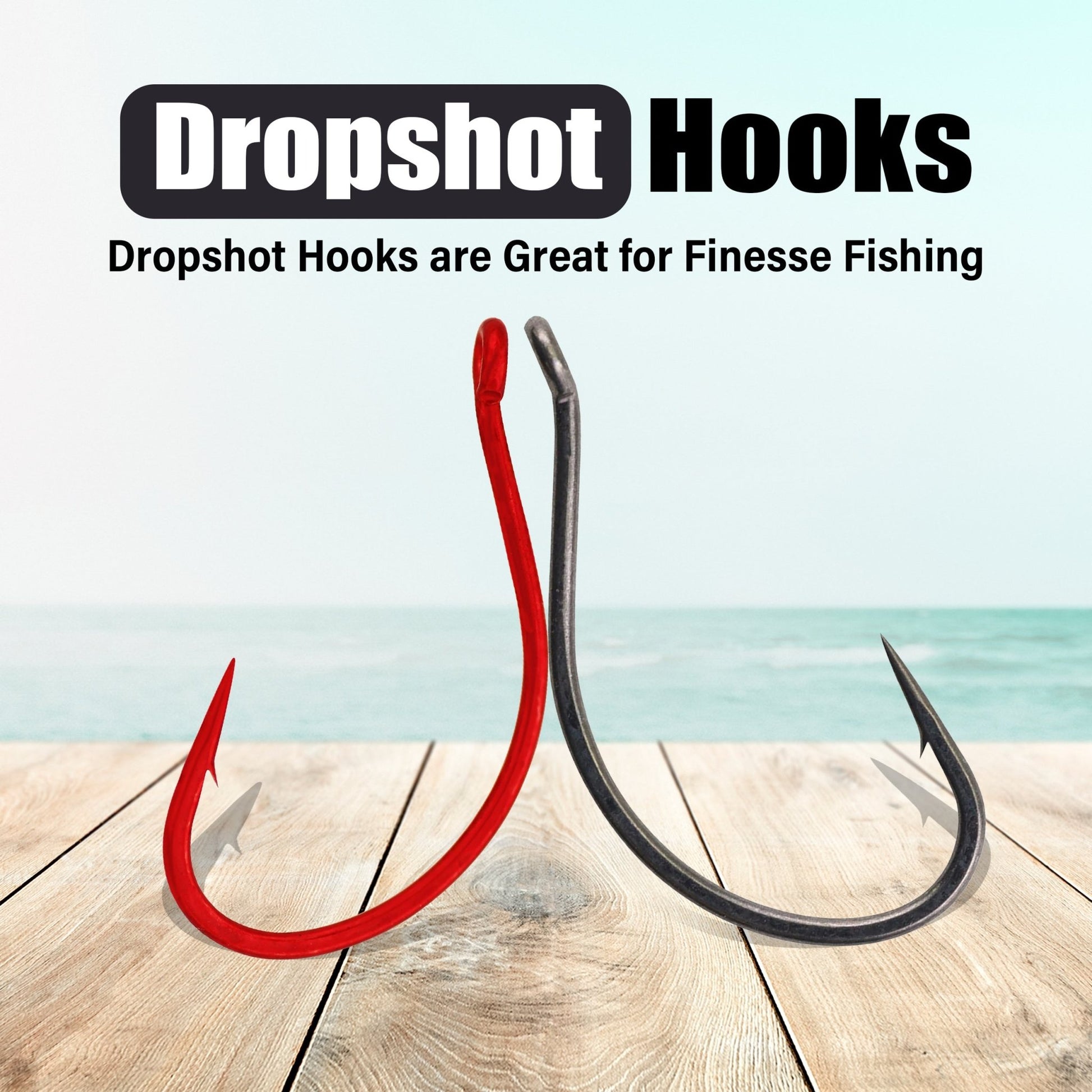Reaction Tackle Drop Shot Hooks - Pack of 50 – 4 hooks for fishing (3 view)