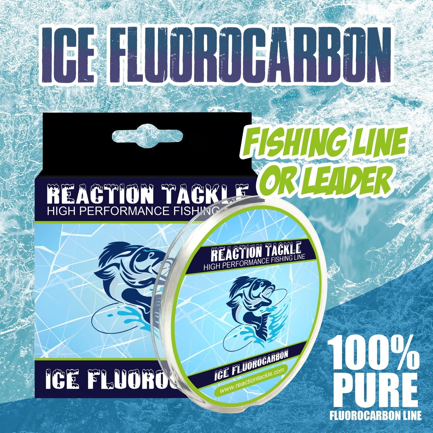 Reaction Tackle Ice Fluorocarbon Fishing Line or Leader – 1LB - 125 Yds for fishing (5 view)
