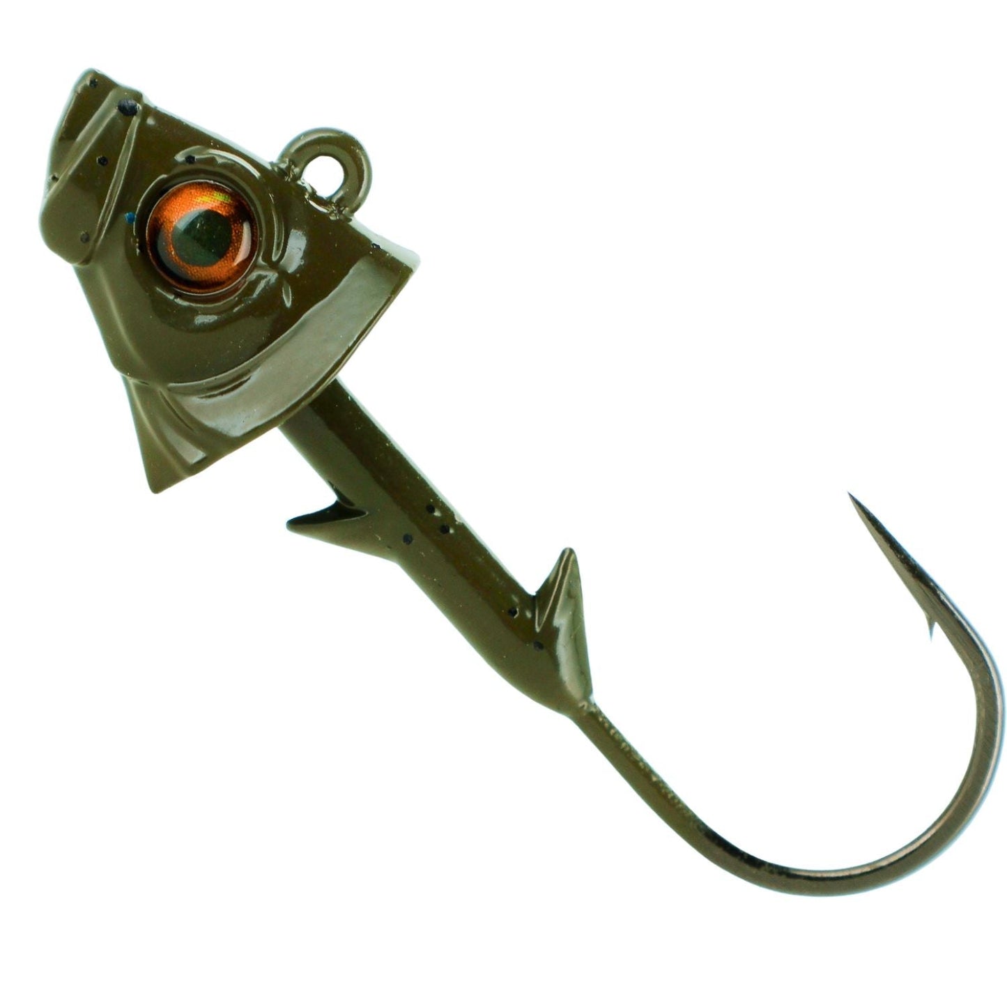 Reaction Tackle Lead Fish Head Jigs - 5 - PACK - New – Green Pumpkin for fishing (10 view)