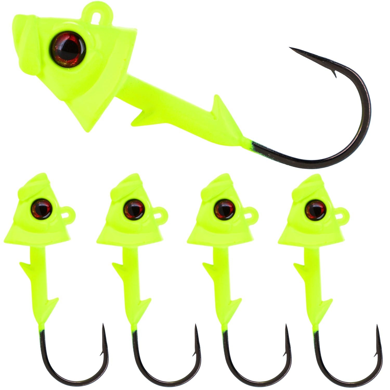 Reaction Tackle Lead Fish Head Jigs - 5 - PACK - New – Black for fishing (6 view)