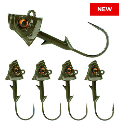 Reaction Tackle Lead Fish Head Jigs - 5 - PACK - New – Black for fishing (1 view)