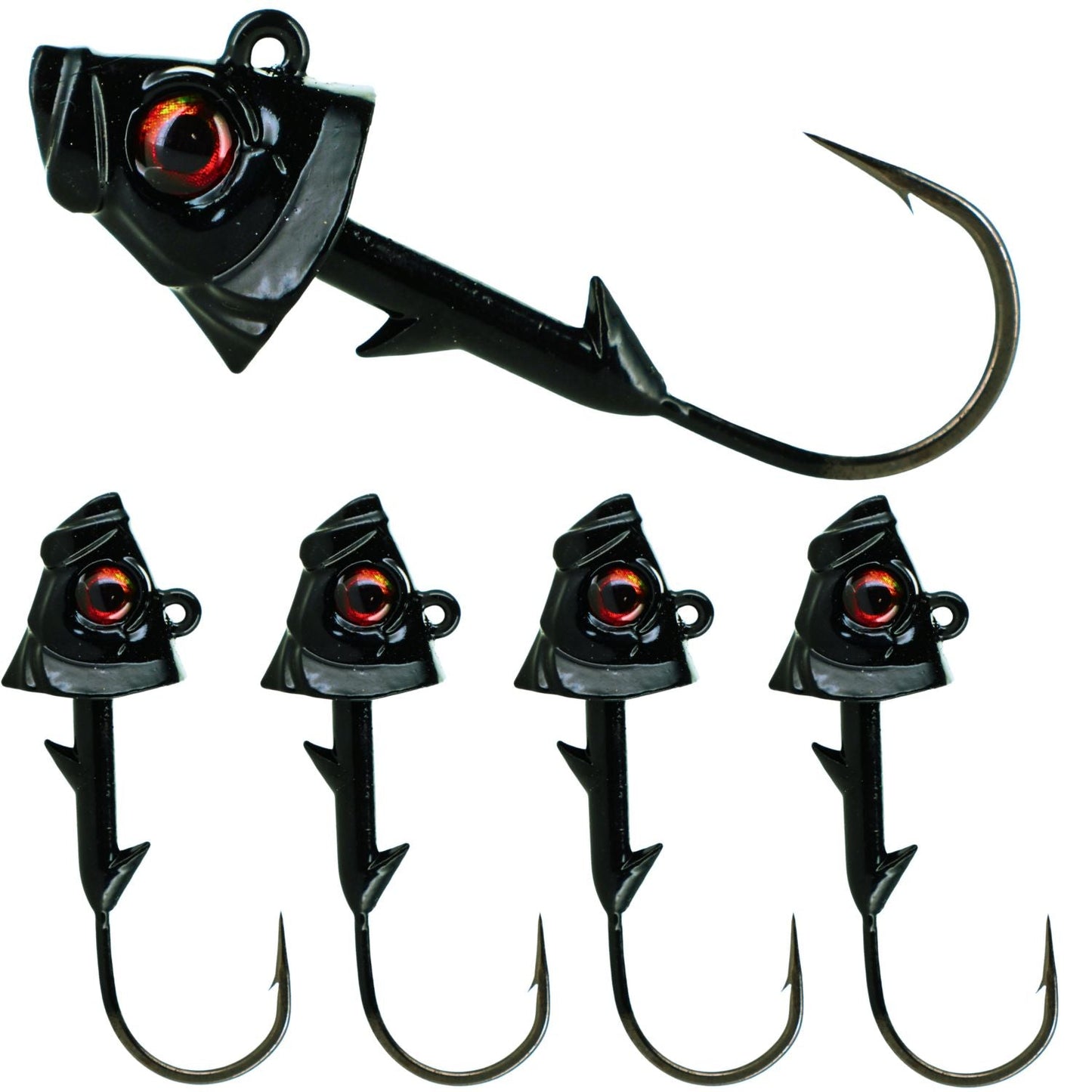 Reaction Tackle Lead Fish Head Jigs - 5 - PACK - New – Black for fishing (5 view)