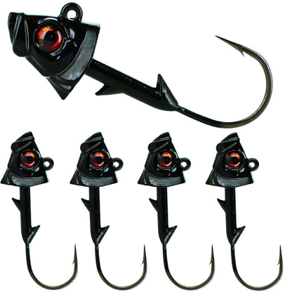Reaction Tackle Lead Fish Head Jigs - 5 - PACK - New – Black for fishing (5 view)