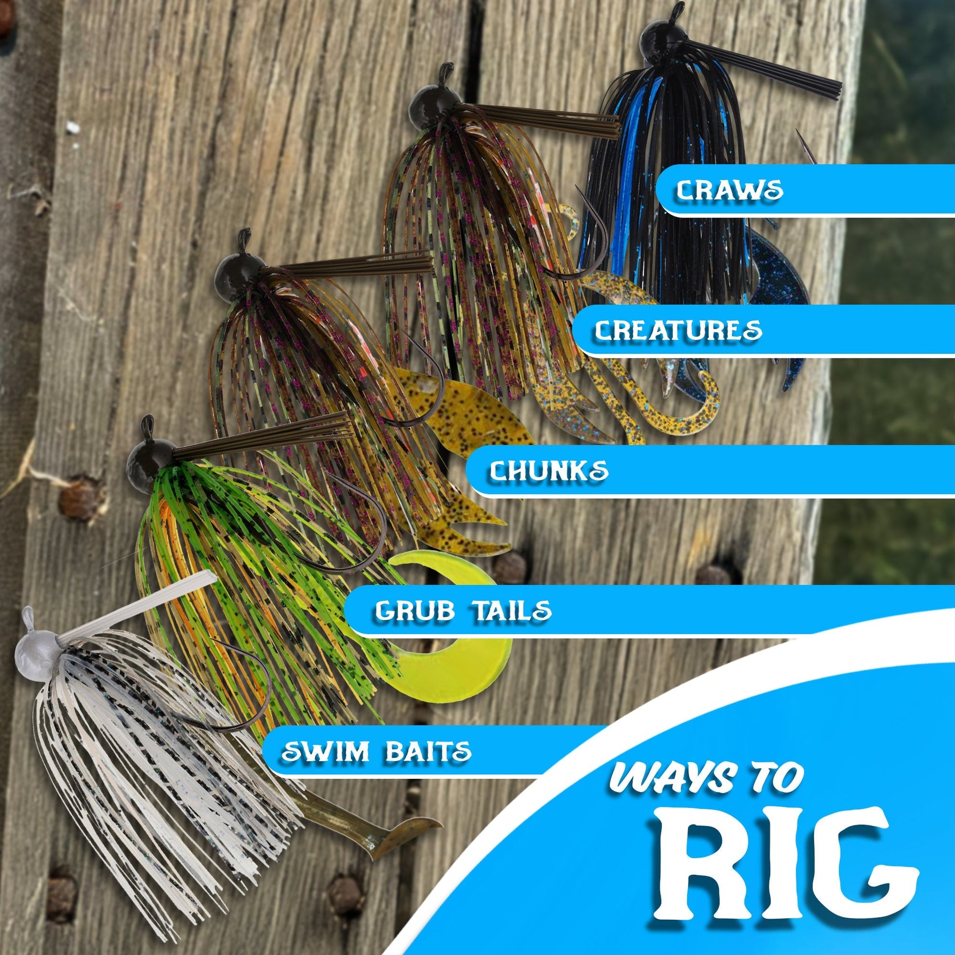 Reaction Tackle Lead Football Jigs 3 - Pack - New – Black/Blue for fishing (8 view)