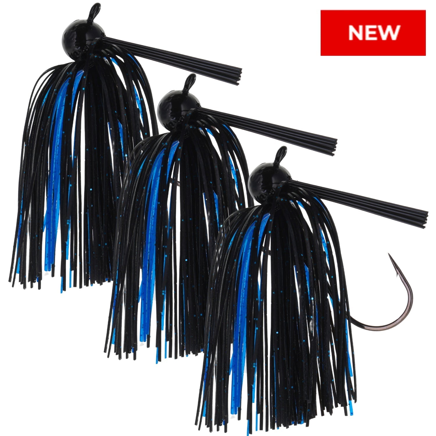 Reaction Tackle Lead Football Jigs 3 - Pack - New – Black/Blue for fishing (1 view)