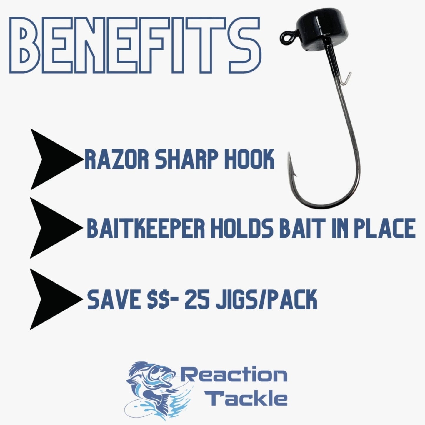 Reaction Tackle Lead Ned Rig - Shroom Jigs (25 - Pack) – Black fishing - jigs for fishing (8 view)