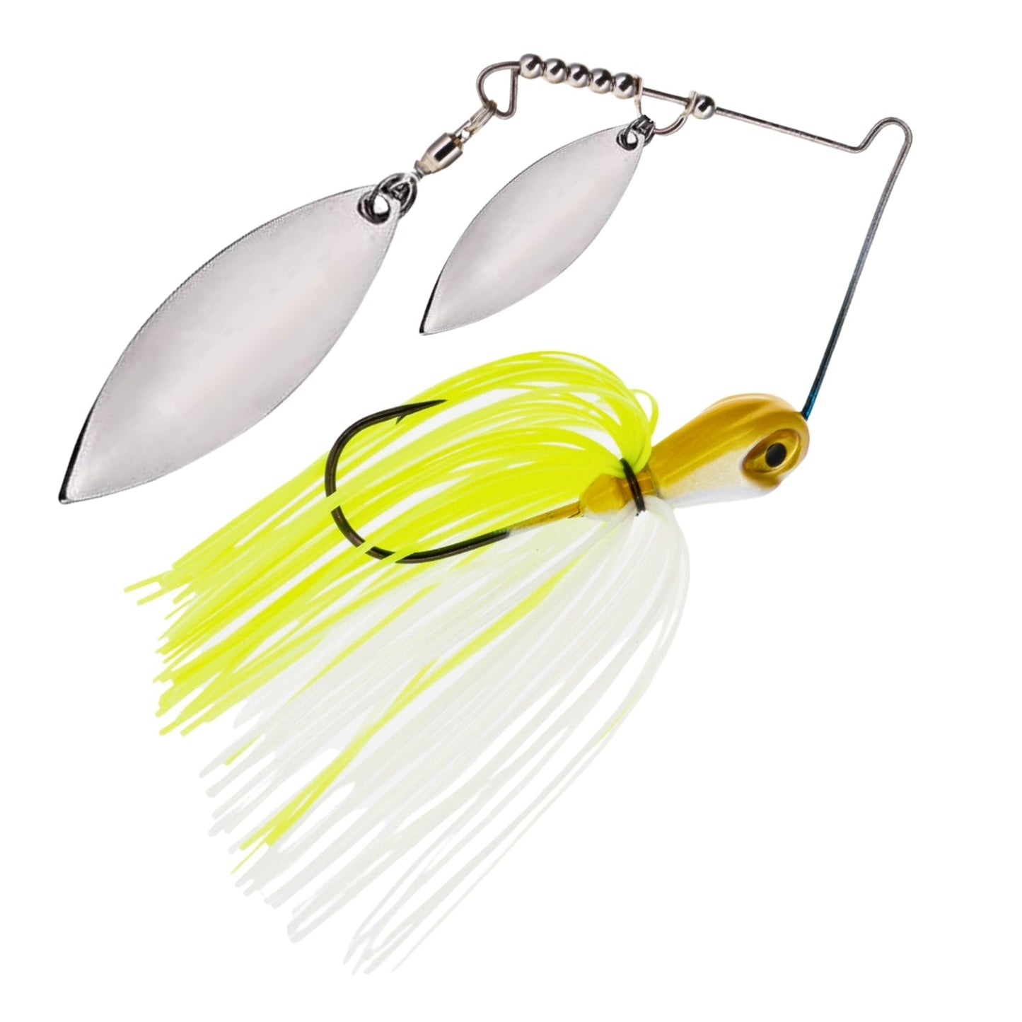 Reaction Tackle Lead Spinnerbait Jigs – 3 - Pack, Double Willow Blade - New – White Chartreuse for fishing (18 view)