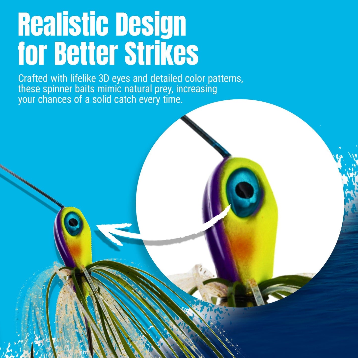 Reaction Tackle Lead Spinnerbait Jigs – 3 - Pack, Double Willow Blade - New – Tennessee Shad for fishing (9 view)