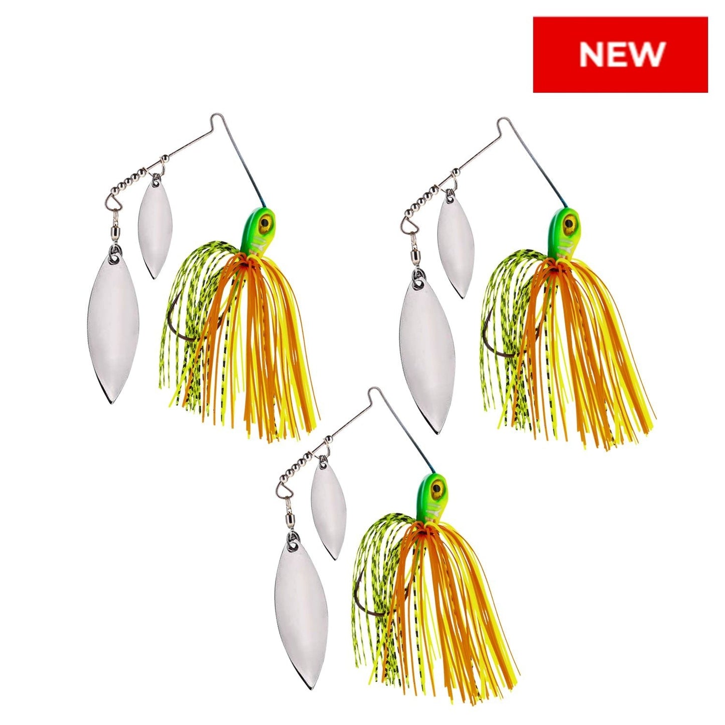 Reaction Tackle Lead Spinnerbait Jigs – 3 - Pack, Double Willow Blade - New – Tennessee Shad for fishing (1 view)