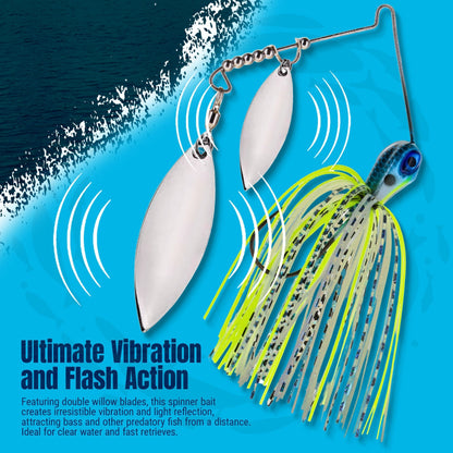 Reaction Tackle Lead Spinnerbait Jigs – 3 - Pack, Double Willow Blade - New – Tennessee Shad for fishing (6 view)