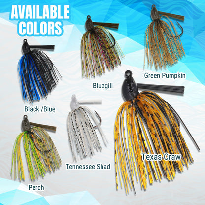 Reaction Tackle Lead Swim Jigs – Premium Weedless Bass Fishing Lures - 3 Pack - New – 6 - piece - Variety Pack - 1 of each color for fishing (14 view)