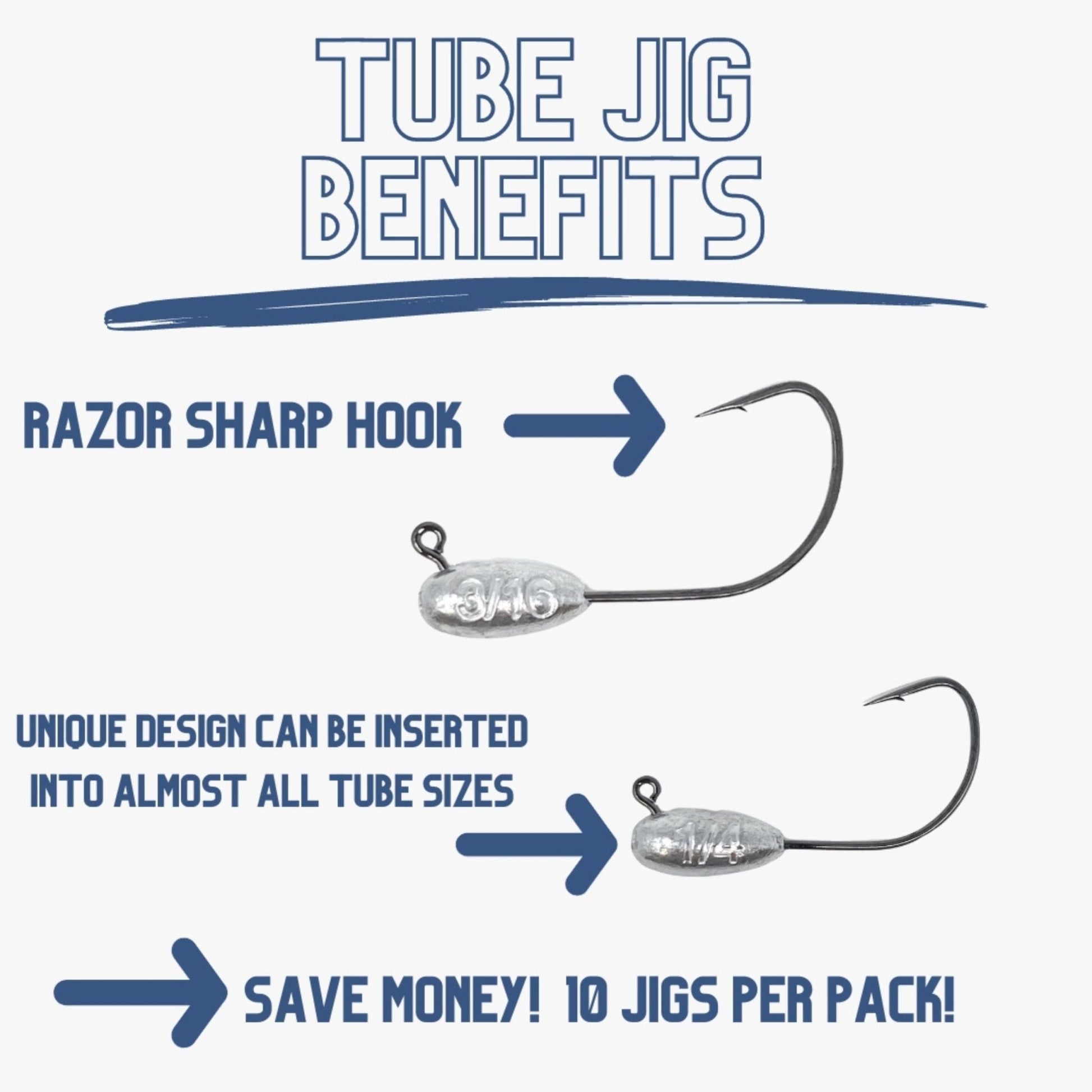 Reaction Tackle Lead Tube Jig Heads - 10 - Pack – 1/8 oz for fishing (4 view)