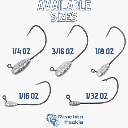Reaction Tackle Lead Tube Jig Heads - 10 - Pack – 1/8 oz for fishing (3 view)