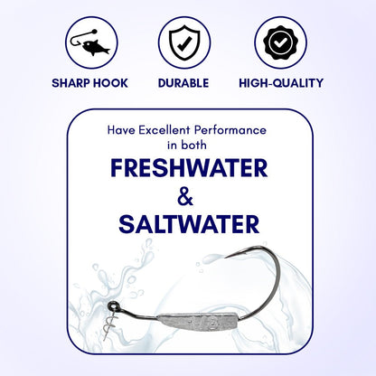 Reaction Tackle Lead Weighted Swimbait Hooks (10 - PACK) – 1/8oz - 3/0 hook fishing - hooks for fishing (12 view)